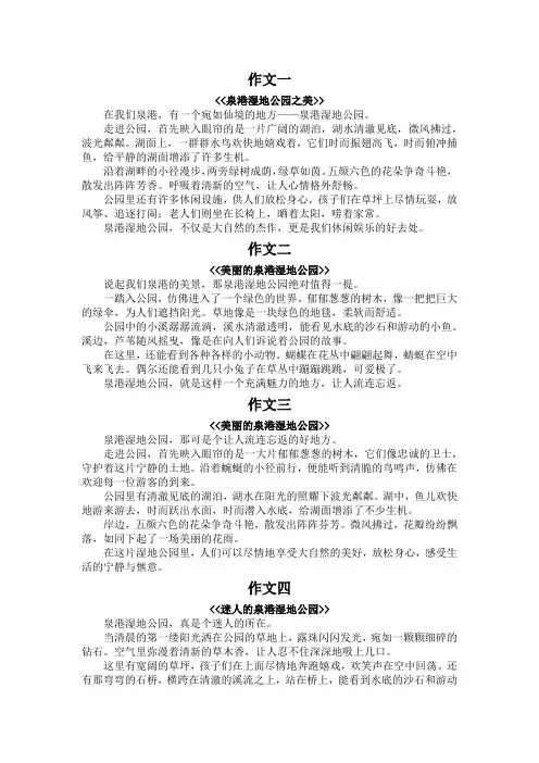 泉港湿地公园的作文300字