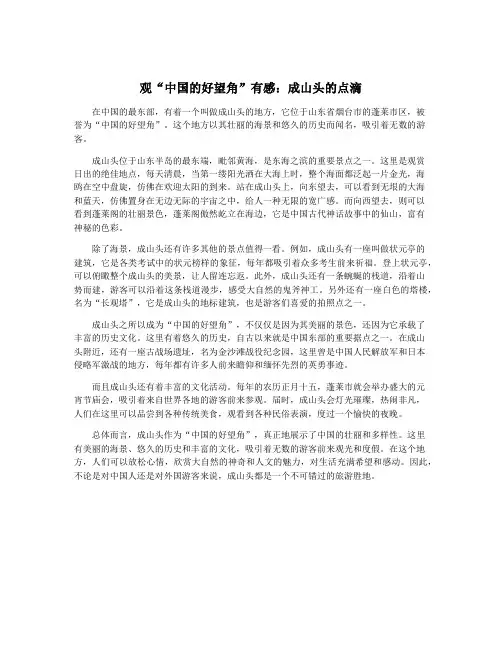 观“中国的好望角”有感：成山头的点滴