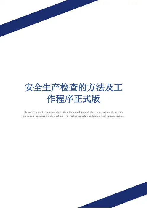 安全生产检查的方法及工作程序正式版