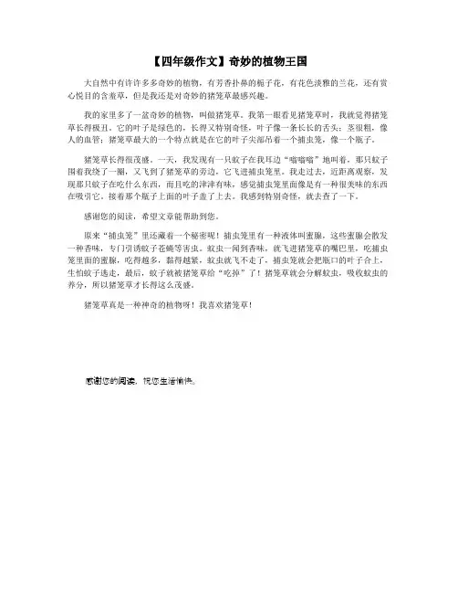 【四年级作文】奇妙的植物王国