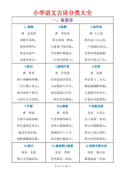 【资料整理】古诗分类大全
