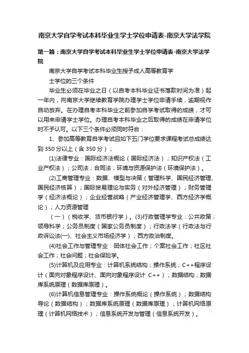 南京大学自学考试本科毕业生学士学位申请表-南京大学法学院