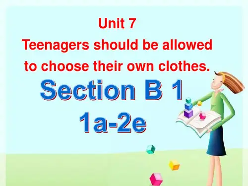 人教版初中初三九年级英语 名师教学课件 Unit7 Teenagers should be allo