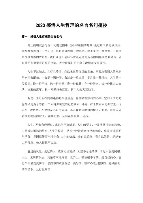 2023励志_感悟人生哲理的名言名句摘抄