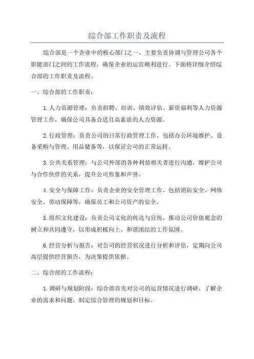 综合部工作职责及流程