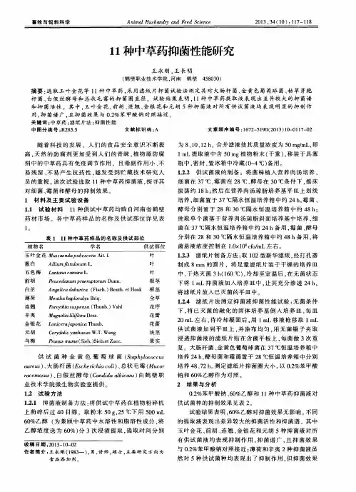 11种中草药抑菌性能研究