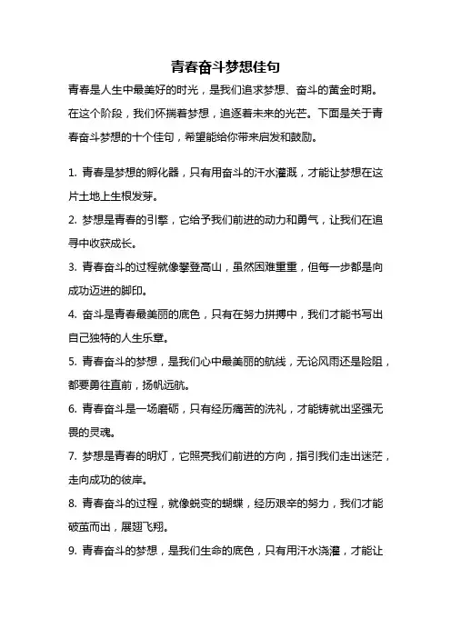 青春奋斗梦想佳句