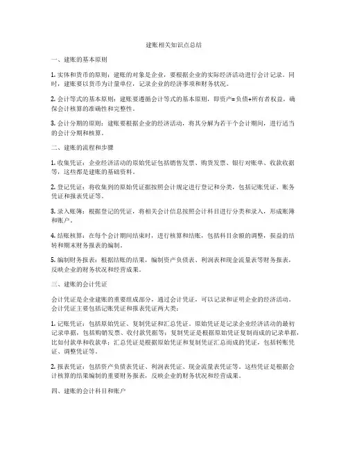 建账相关知识点总结