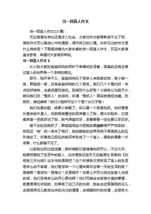 当一回盲人作文
