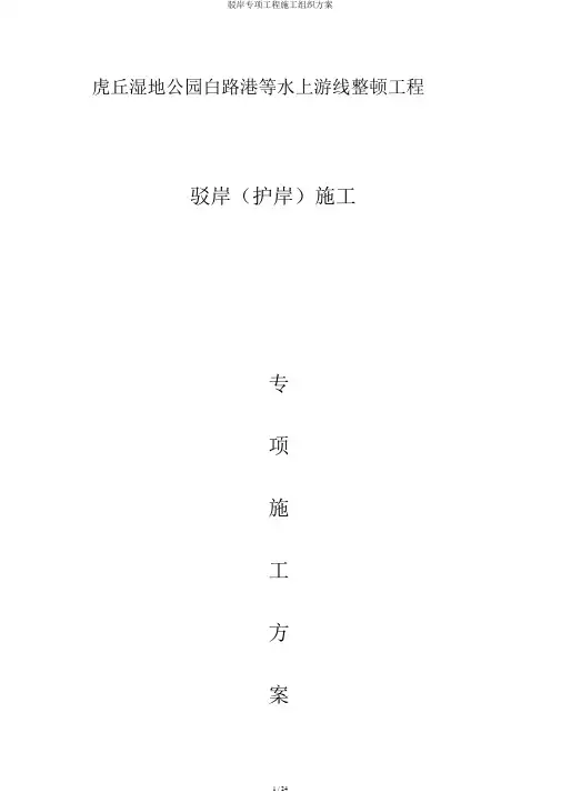 驳岸专项工程施工组织方案