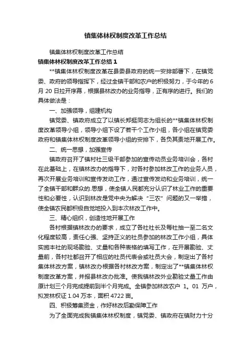 镇集体林权制度改革工作总结