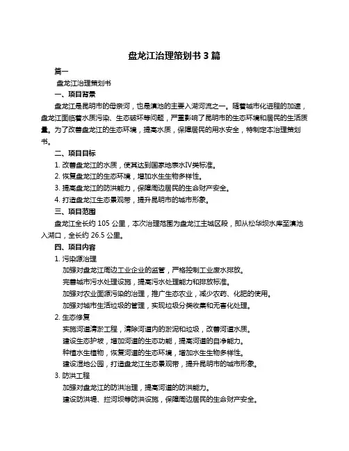 盘龙江治理策划书3篇