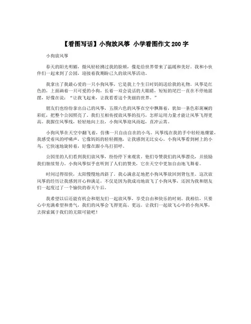 【看图写话】小狗放风筝 小学看图作文200字