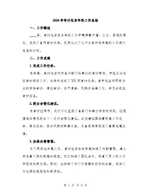 2024年审计处室年终工作总结(2篇)