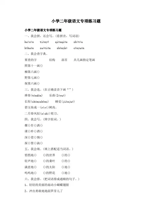 小学二年级语文专项练习题