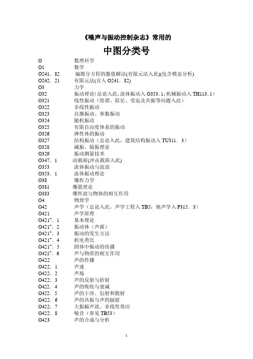 中图分类号目录参考