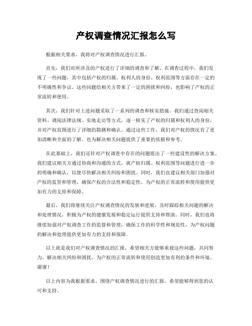 产权调查情况汇报怎么写