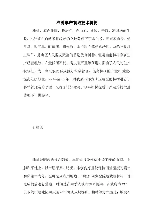 柿树丰产栽培技术柿树
