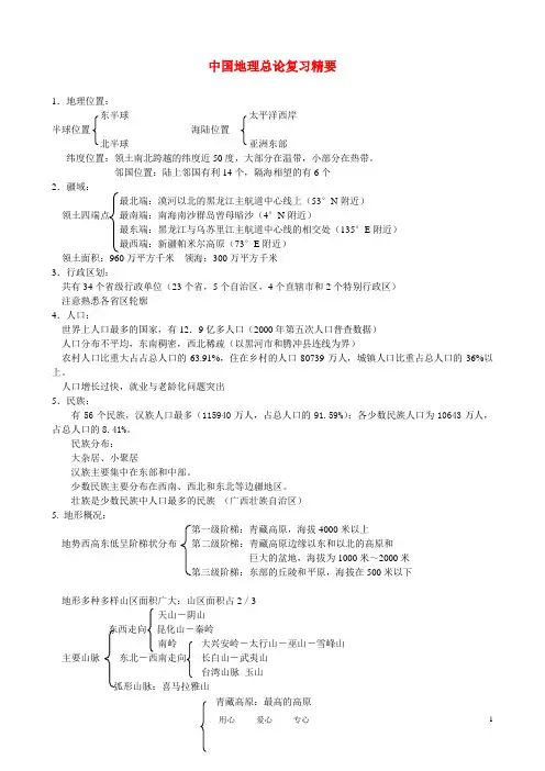高中地理 中国地理总论复习精  新人教版
