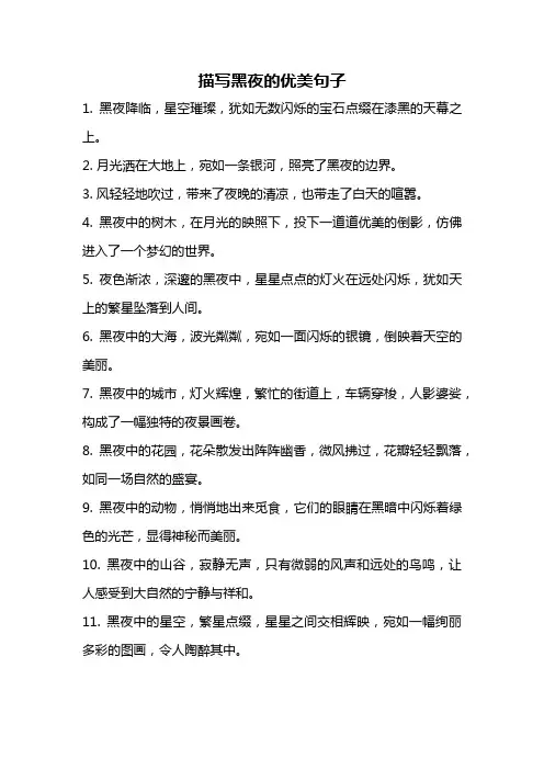 描写黑夜的优美句子