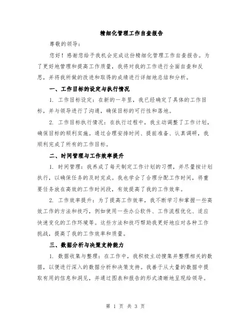 精细化管理工作自查报告