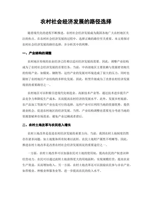 农村社会经济发展的路径选择