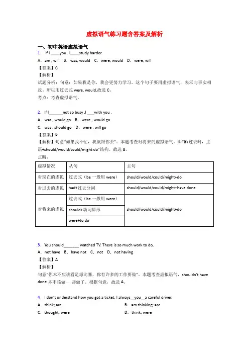 虚拟语气练习题含答案及解析