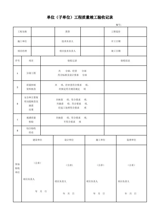 市政给排水管道工程检验批质量验收记录表【范本模板】
