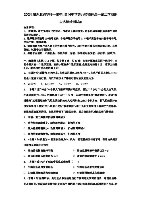 2024届湖北省华师一附中、黄冈中学等八校物理高一第二学期期末达标检测试题含解析