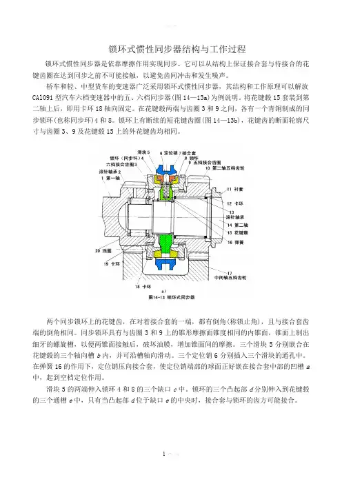 锁环式惯性同步器结构与工作过程