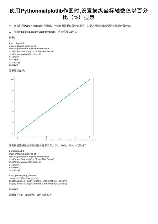 使用Pythonmatplotlib作图时,设置横纵坐标轴数值以百分比（%）显示