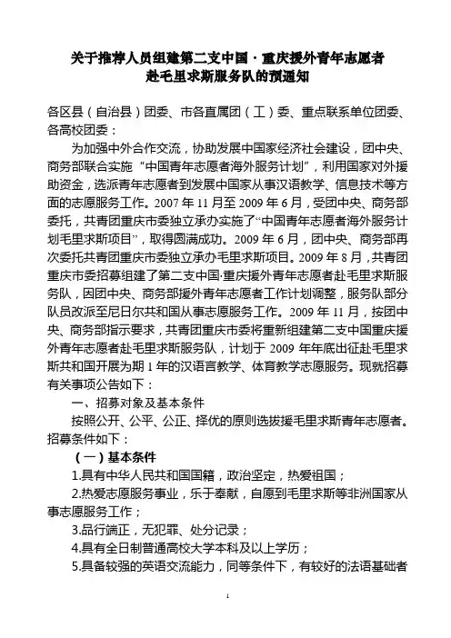 援外青年志愿者