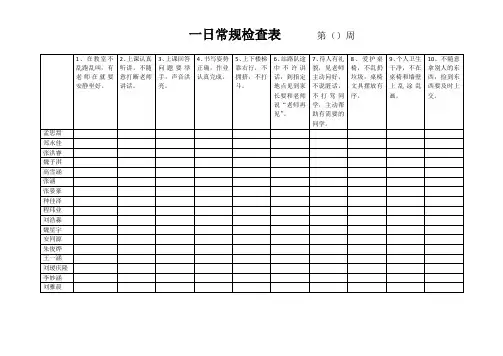 一年级常规表