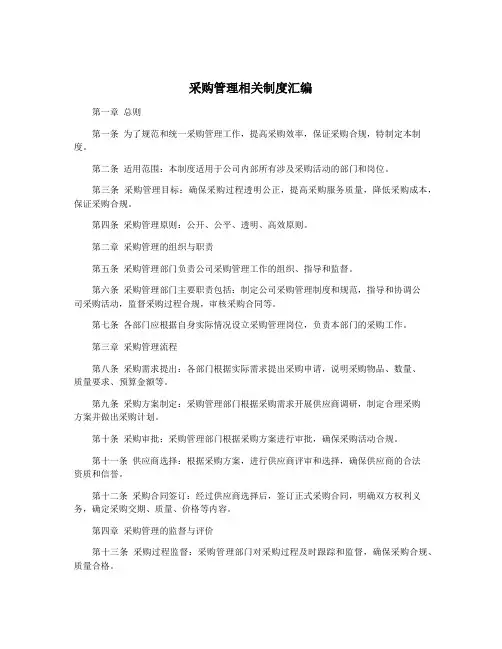 采购管理相关制度汇编