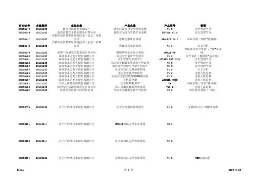 计算机信息系统安全专用产品销售许可证目录(2010年12月)