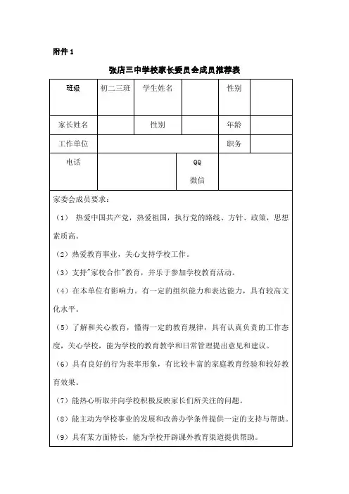 家长委员会人员表