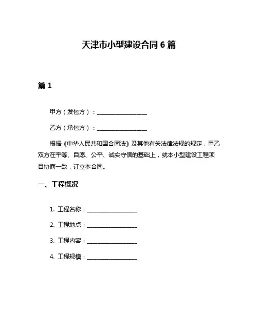 天津市小型建设合同6篇