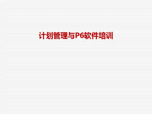 最简单易懂的PrimaveraP6软件培训 ppt课件