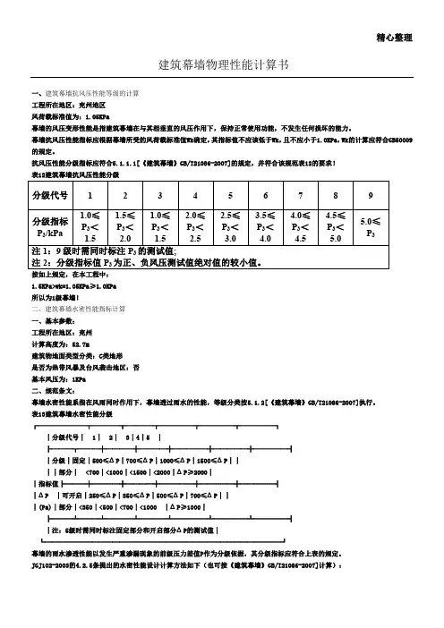 建筑幕墙物理性能计算