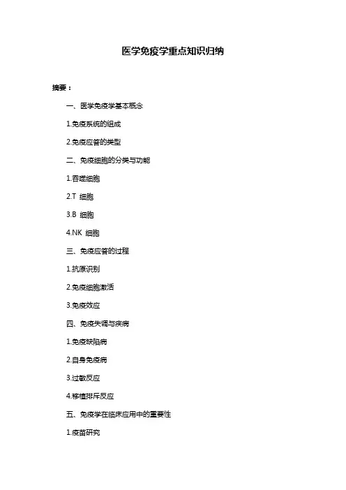 医学免疫学重点知识归纳