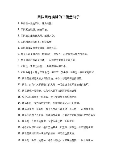 团队团魂满满的正能量句子