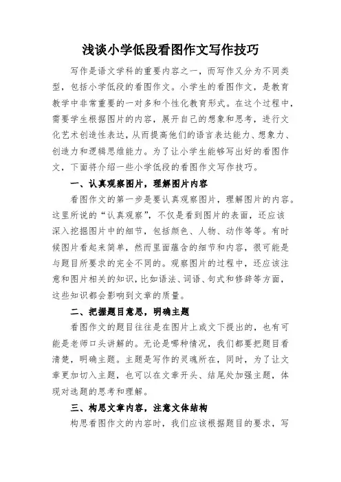 浅谈小学低段看图作文写作技巧