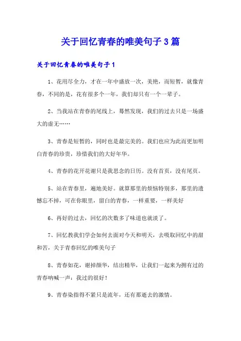 关于回忆青春的唯美句子3篇