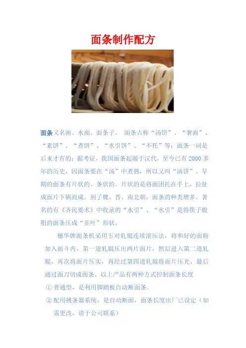 面条制作配方