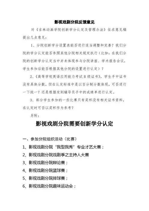 分院创新学分反馈意见