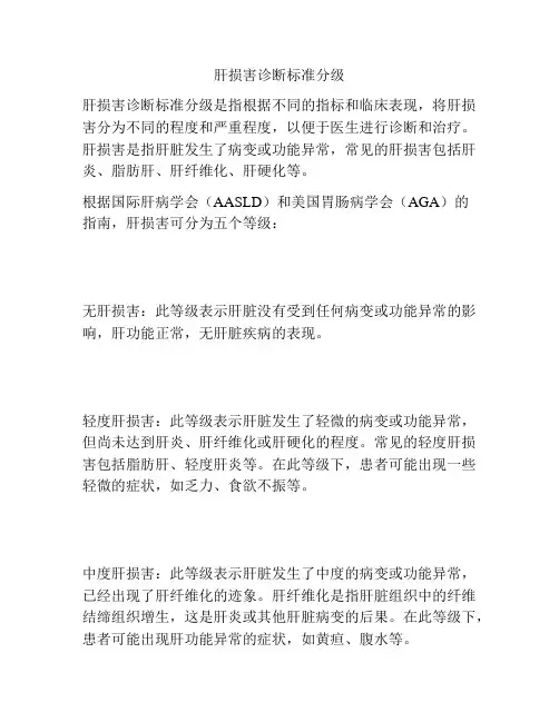 肝损害诊断标准分级