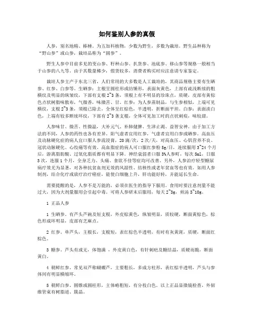 如何鉴别人参的真假