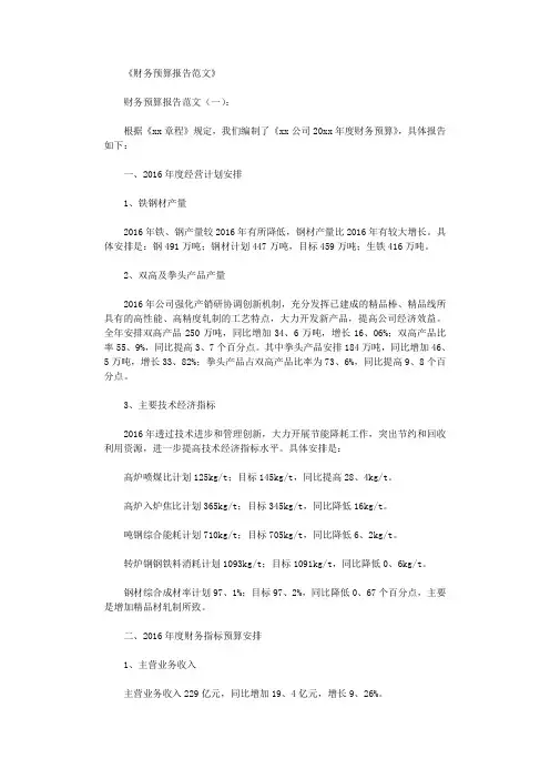 财务预算报告范文10篇完整版