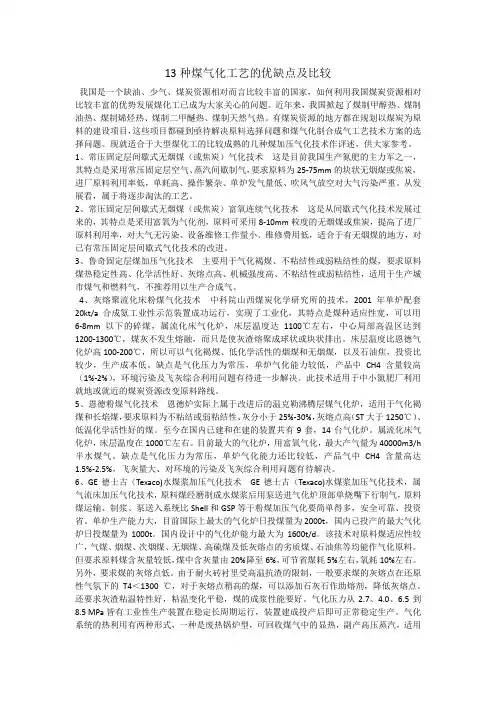 13种气化炉工艺