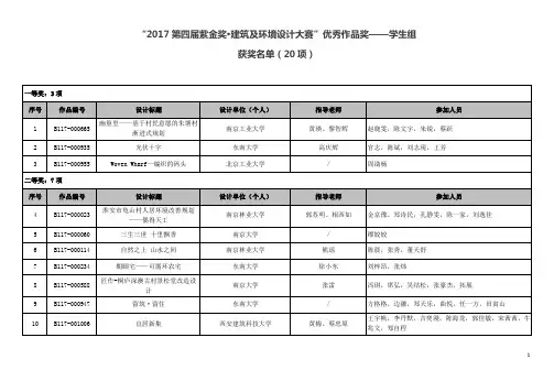 2017第四届紫金奖建筑及环境设计大赛优秀作品奖—